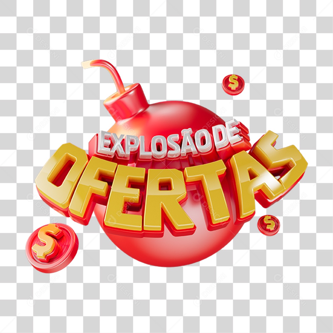 Design Explosão de Ofertas Vermelha com Ícones de Moeda PNG Transparente