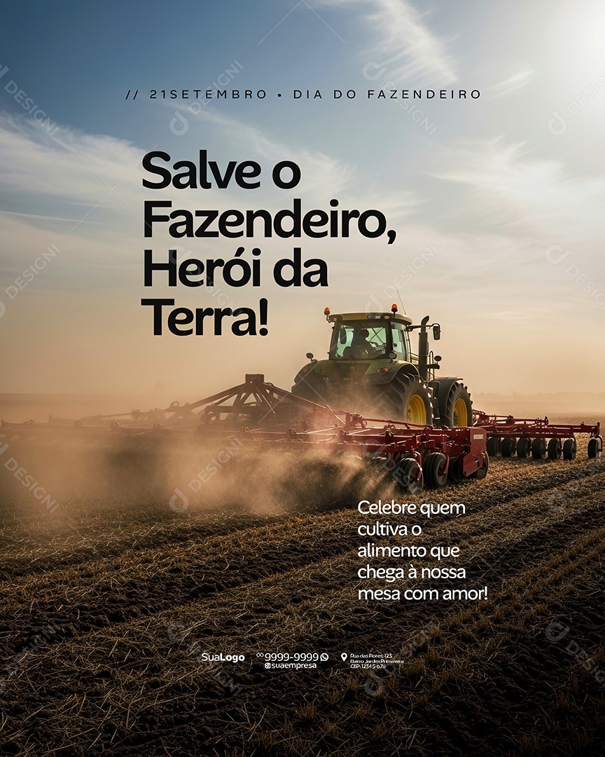 Dia Do Fazendeiro 21 De Setembro Salve O Fazendeiro Herói da Terra Social Media PSD Editável