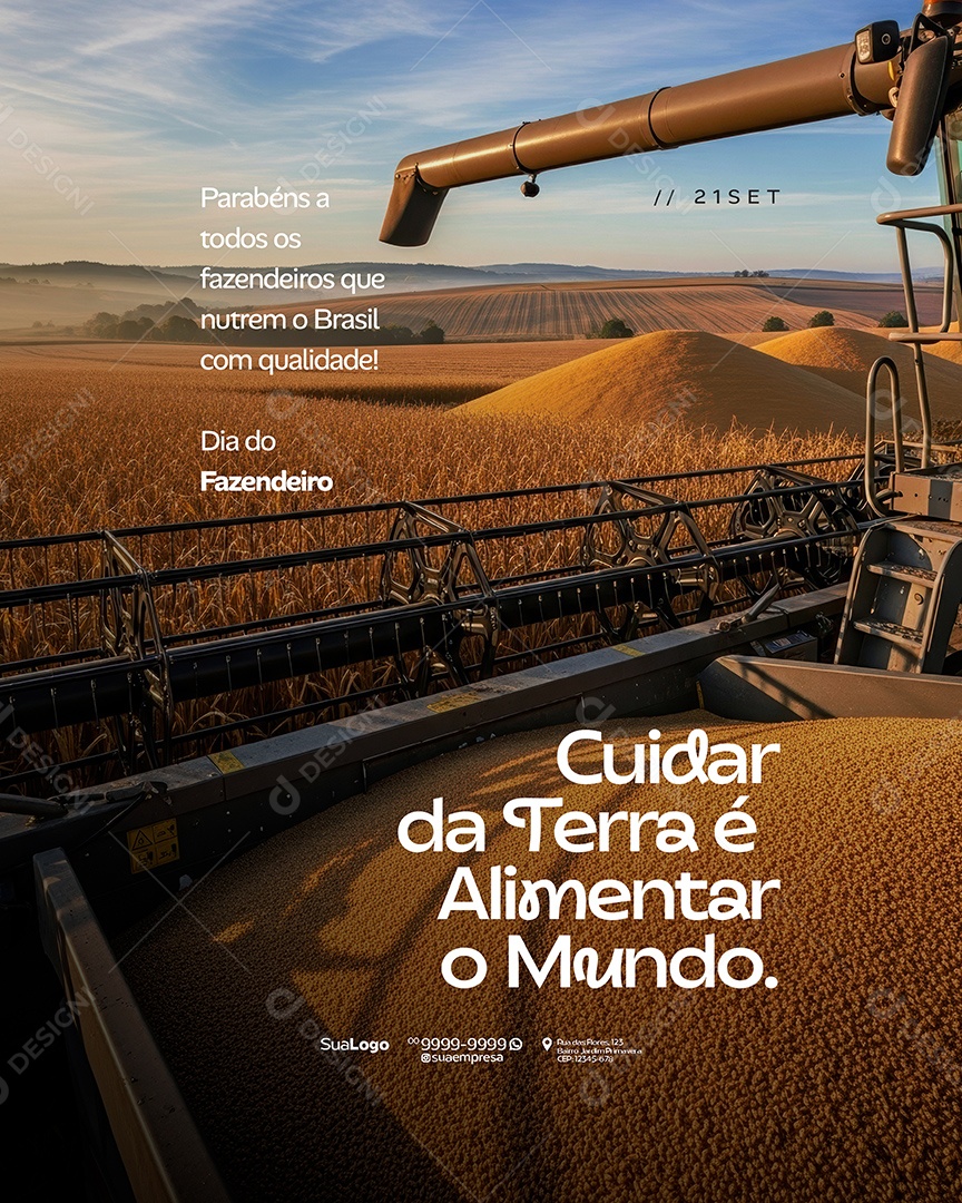 Dia Do Fazendeiro 21 De Setembro Cuidar da Terra é Alimentar o Mundo Social Media PSD Editável