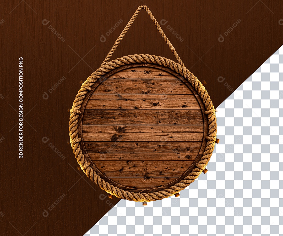 Elemento 3D Circulo de Madeira com luzes Para Composição PSD Editável