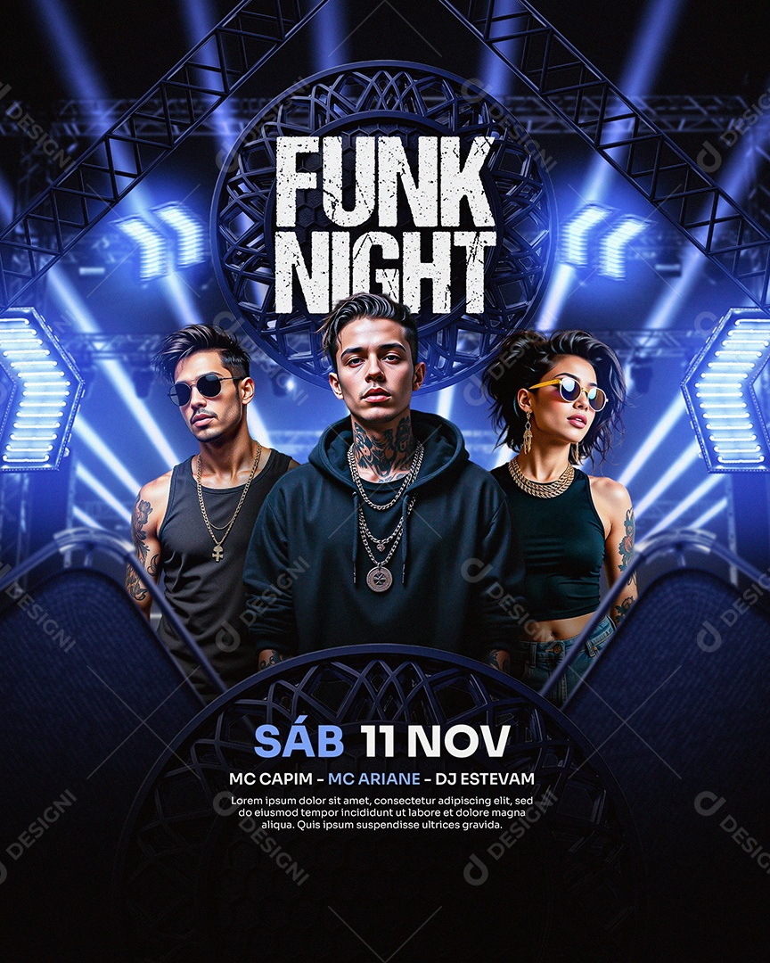 Feed Flyer Funk Night Social Media PSD Editável