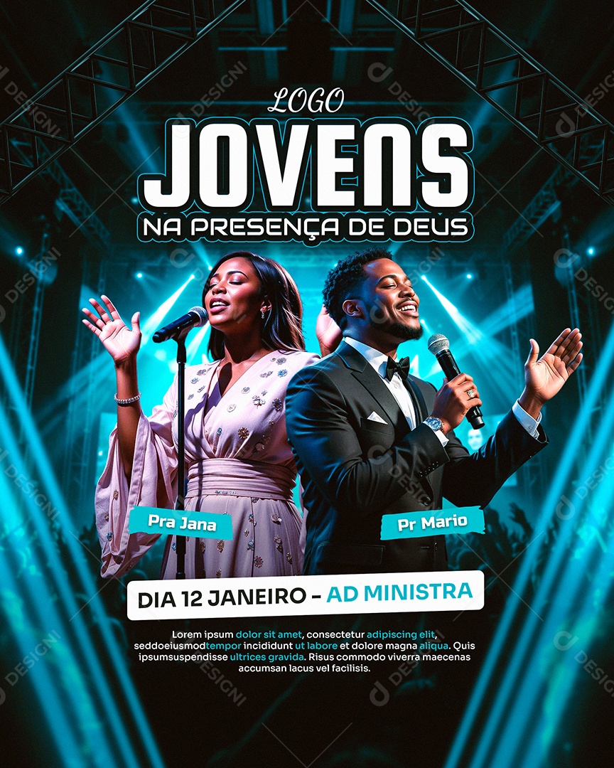 Feed Flyer Gospel Jovens Social Media PSD Editável