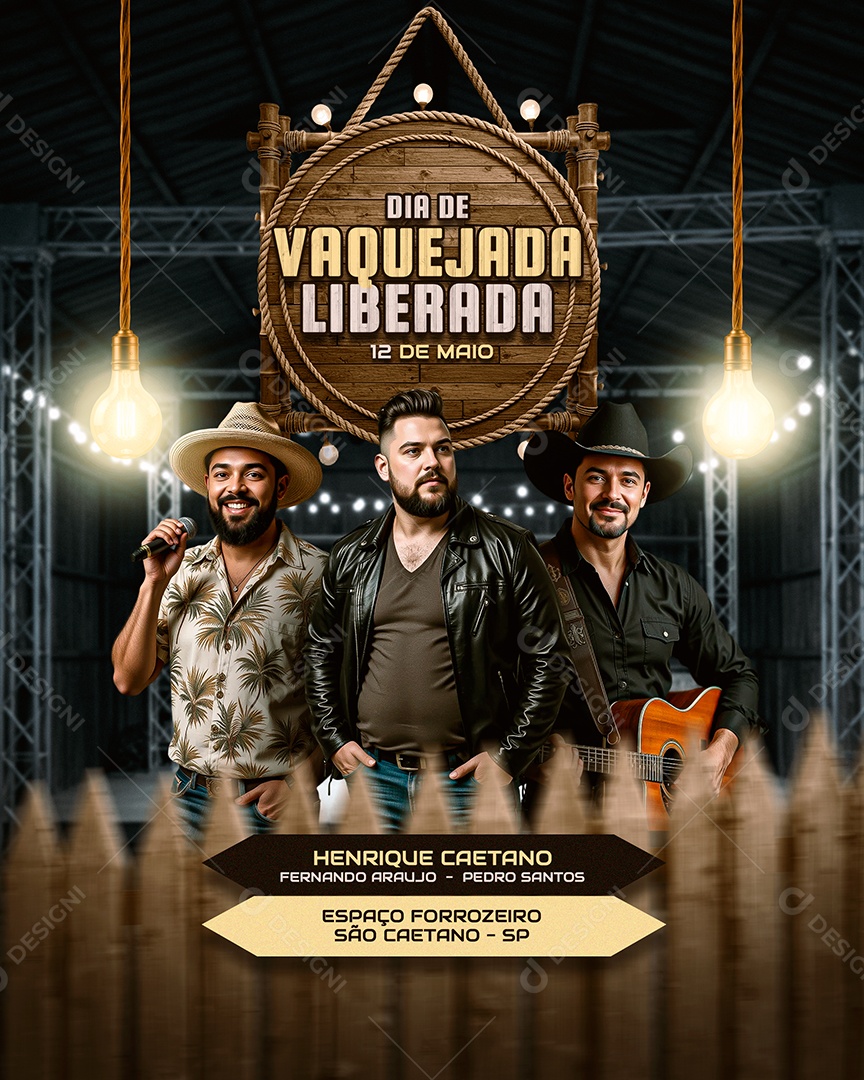 Feed Flyer Vaquejada Liberada 12 de maio Social Media PSD Editável