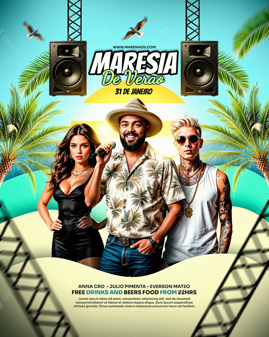 Feed Maresia de Verão Social Media PSD Editável