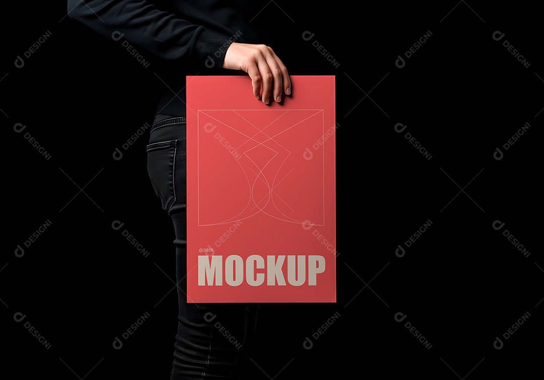 Mockup Folder Vermelho para Composição PSD