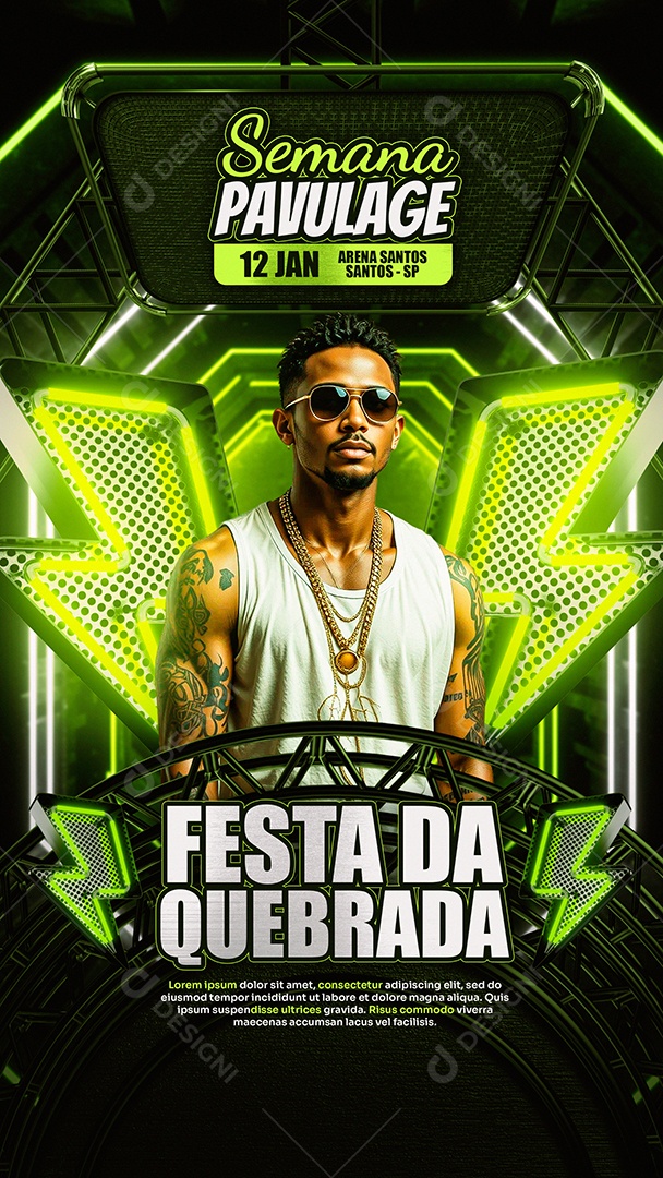 Story Flyer Festa da Quebrada Verde Social Media PSD Editável