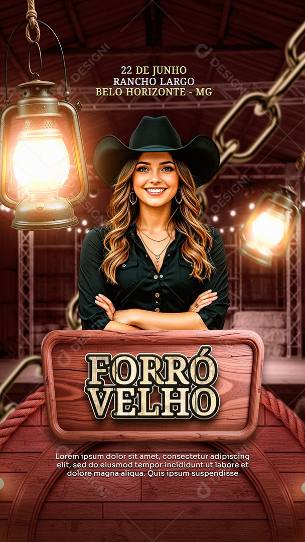 Story Flyer Forró Velho Vermelho Social Media PSD Editável