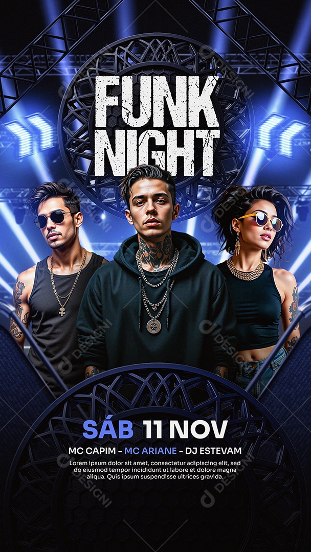 Story Flyer Funk Night Social Media PSD Editável