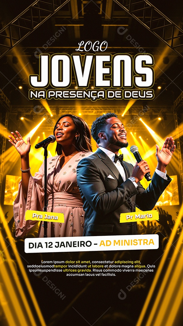 Story Flyer Gospel Jovens Na Presença Social Media PSD Editável