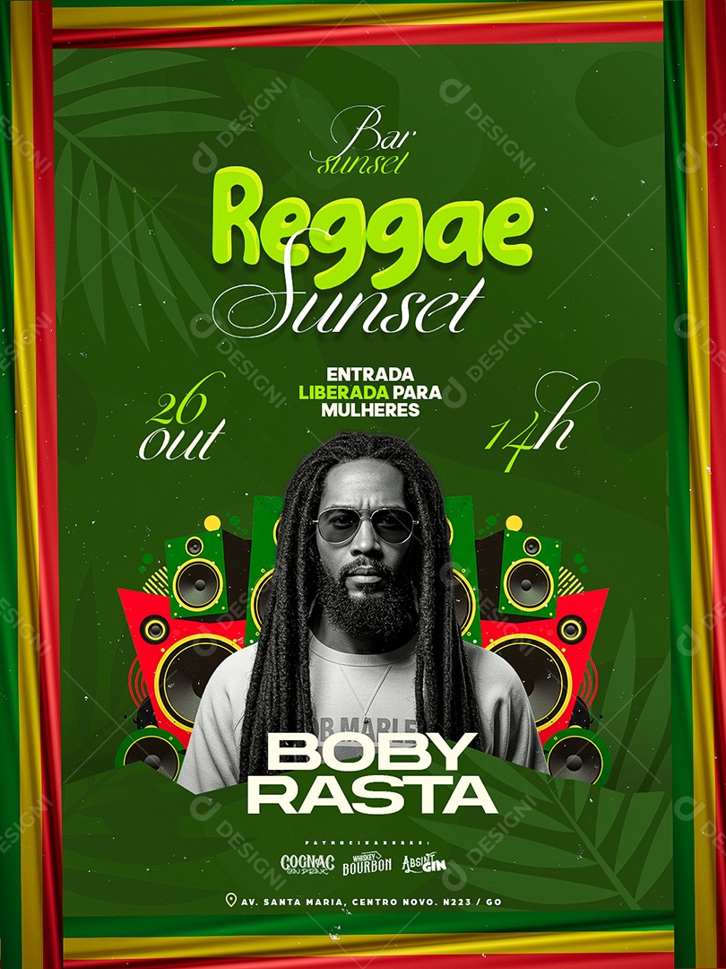 Flyer Reggae Sunset Social Media PSD Editável
