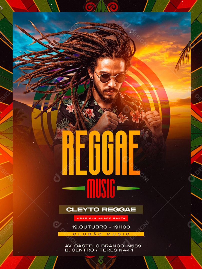 Flyer Reggae Music Social Media PSD Editável