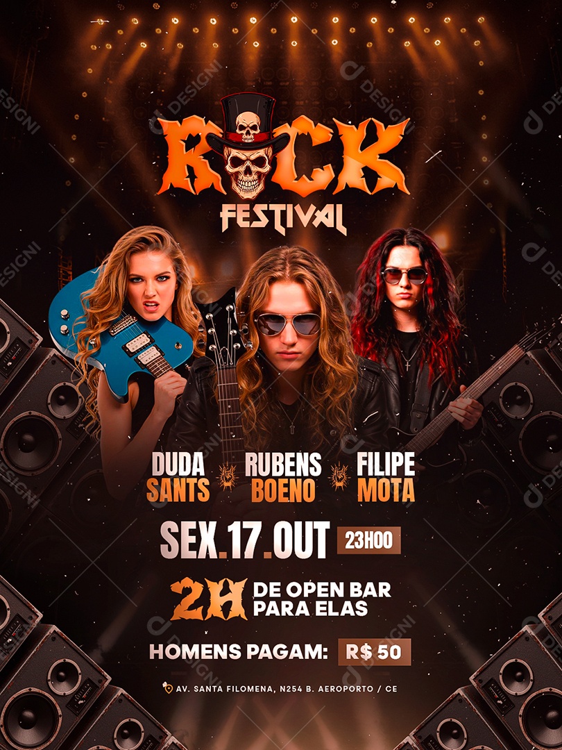 Flyer Rock Festival Social Media PSD Editável