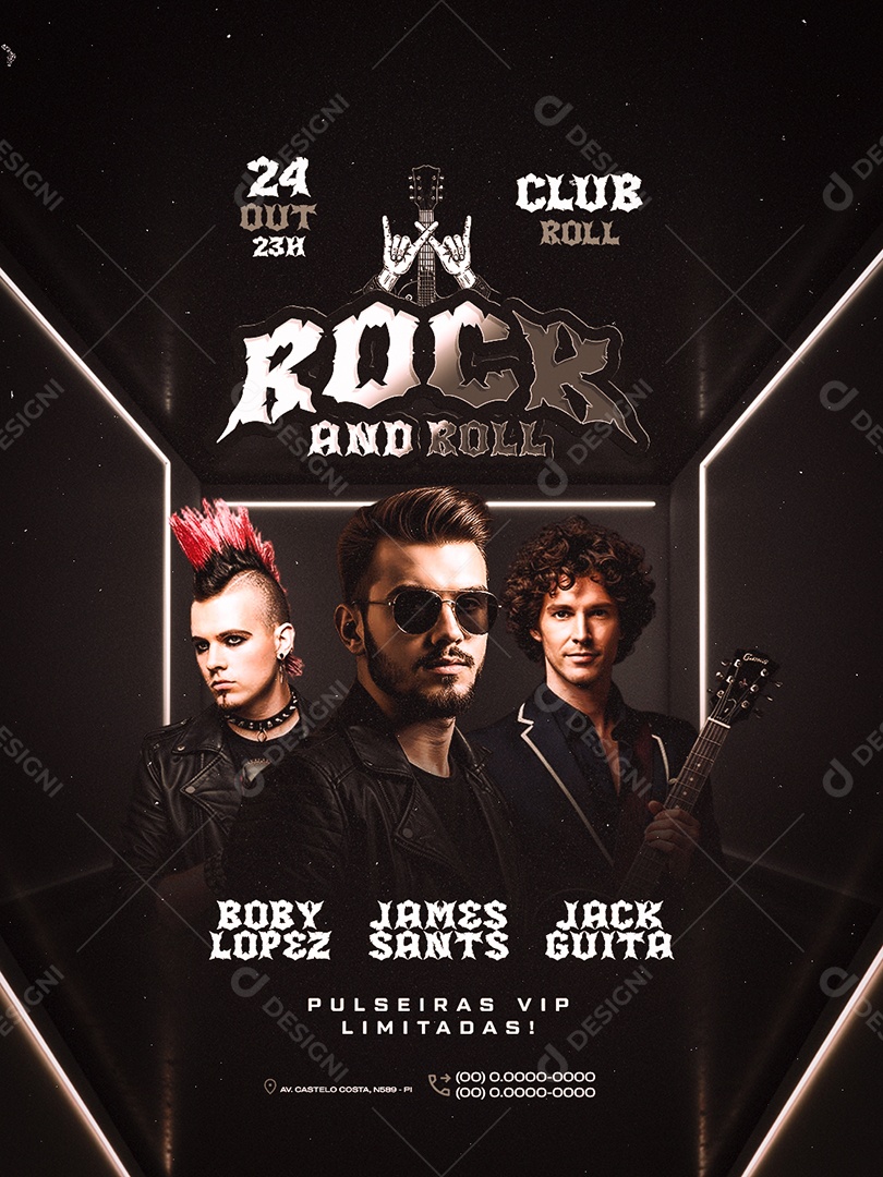 Flyer Rock And Roll Club Social Media PSD Editável