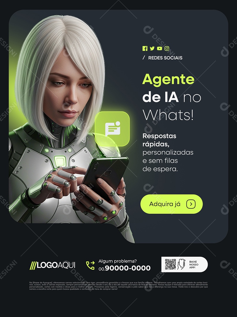Agentes de IA no Whats Social Media PSD Editável