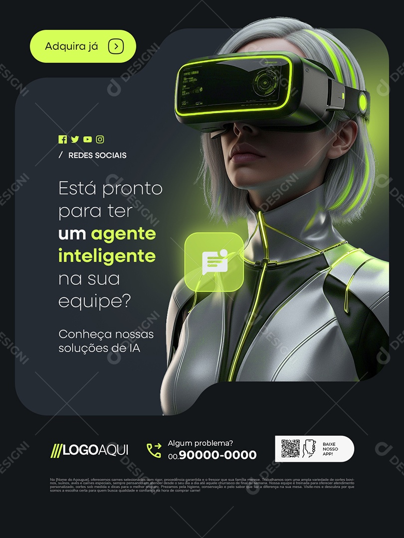 Agentes de IA Está Pronto para Ter um Agente Inteligente Social Media PSD Editável