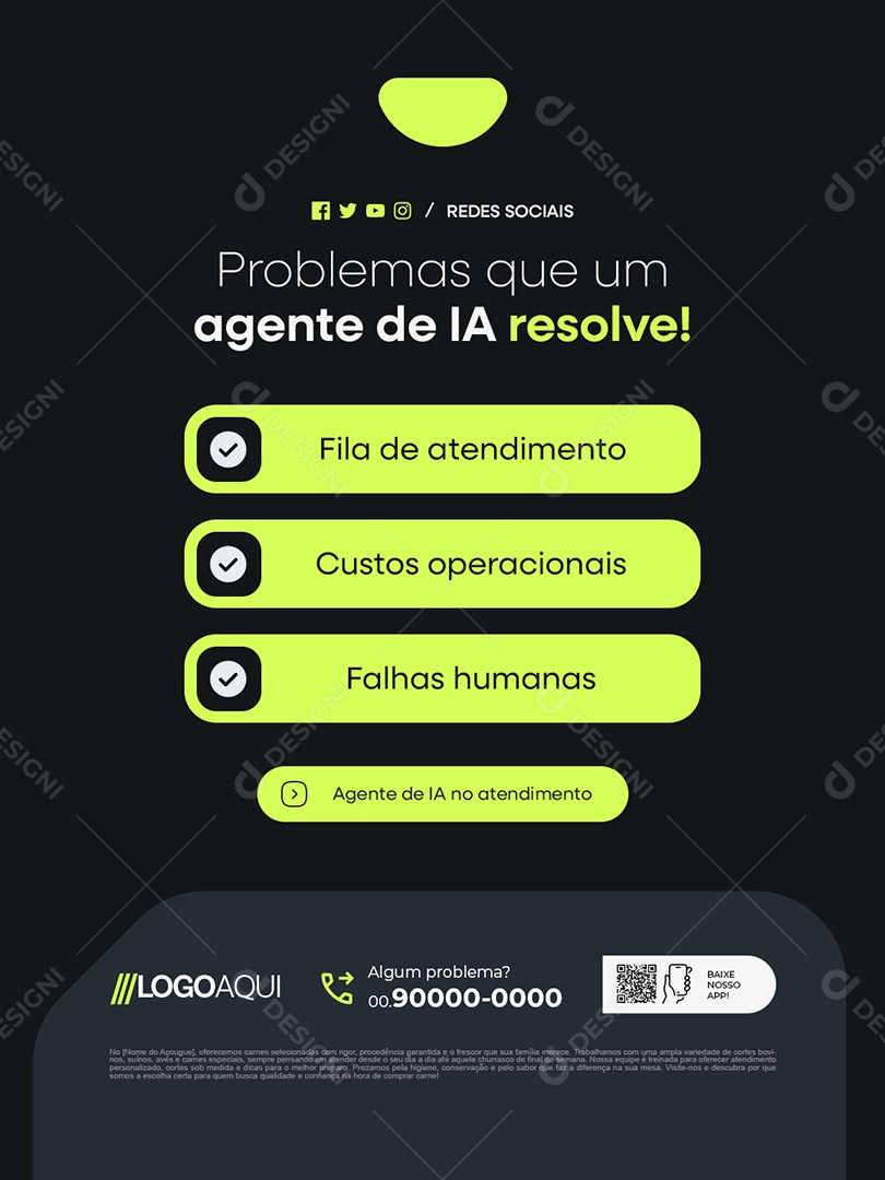 Agentes de IA Problemas Que um Agente de IA Resolve Social Media PSD Editável