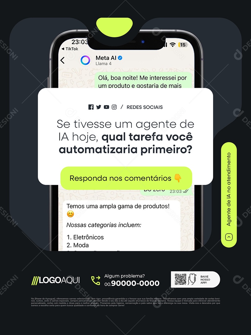 Agentes de IA Responda nos Comentários Social Media PSD Editável