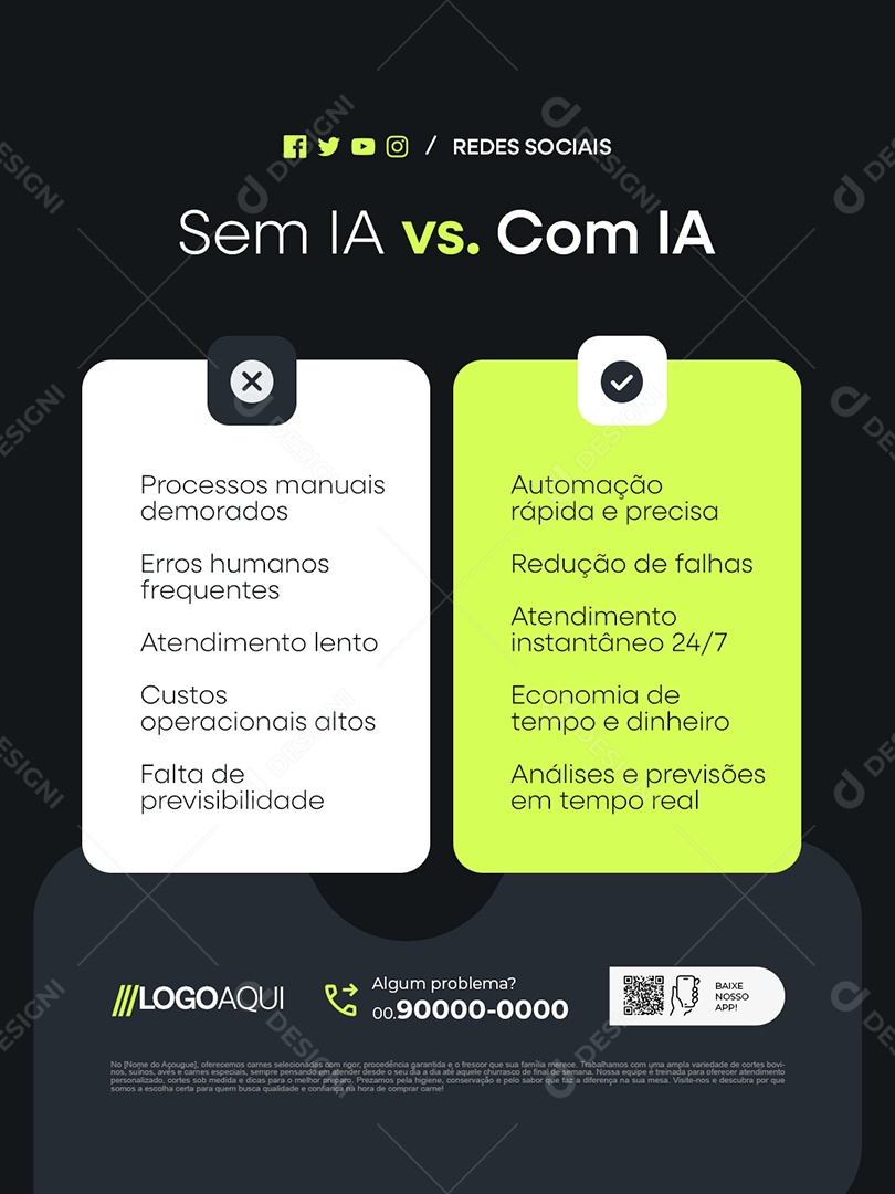 Agentes de IA Sem IA vs Com IA Social Media PSD Editável