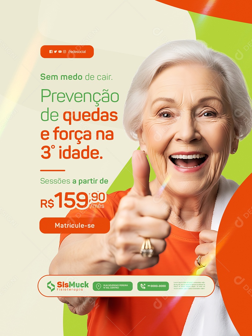 Fisioterapia Sem Medo de Cair Social Media PSD Editável