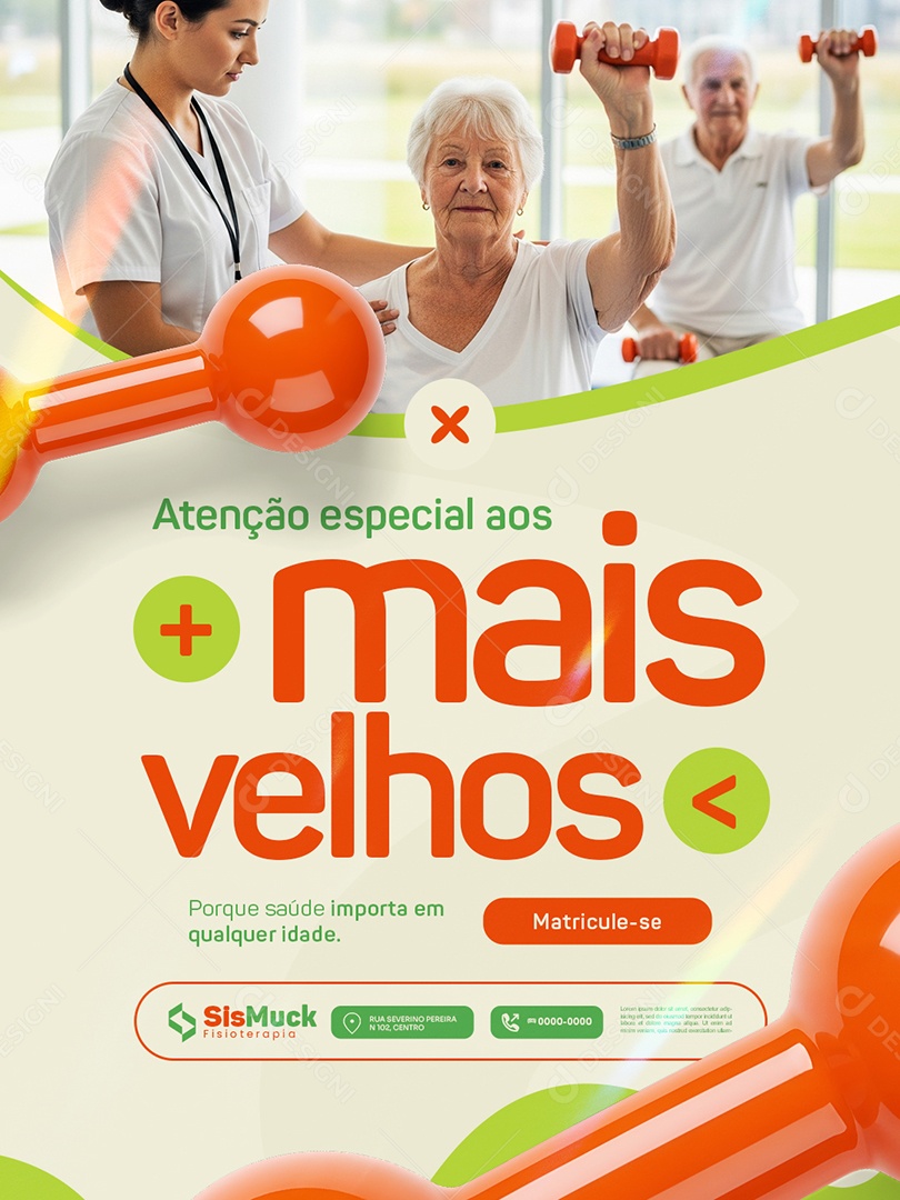 Fisioterapia Atenção Especial aos Mais Velhos Social Media PSD Editável