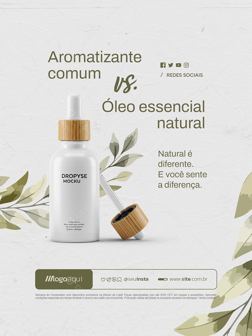 Óleos Essenciais Aromatizante Comum Social Media PSD Editável