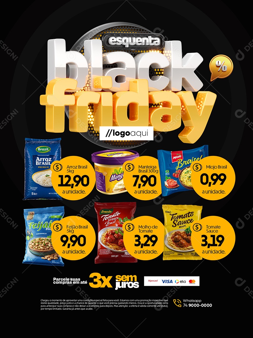 Esquenta Black Friday Supermercado Encarte Parcele suas Compras Social Media PSD Editável