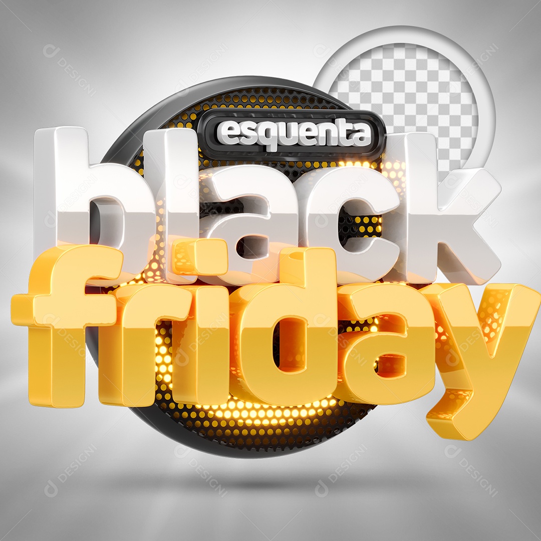 Esquenta Black Friday Selo 3D para Composição PSD