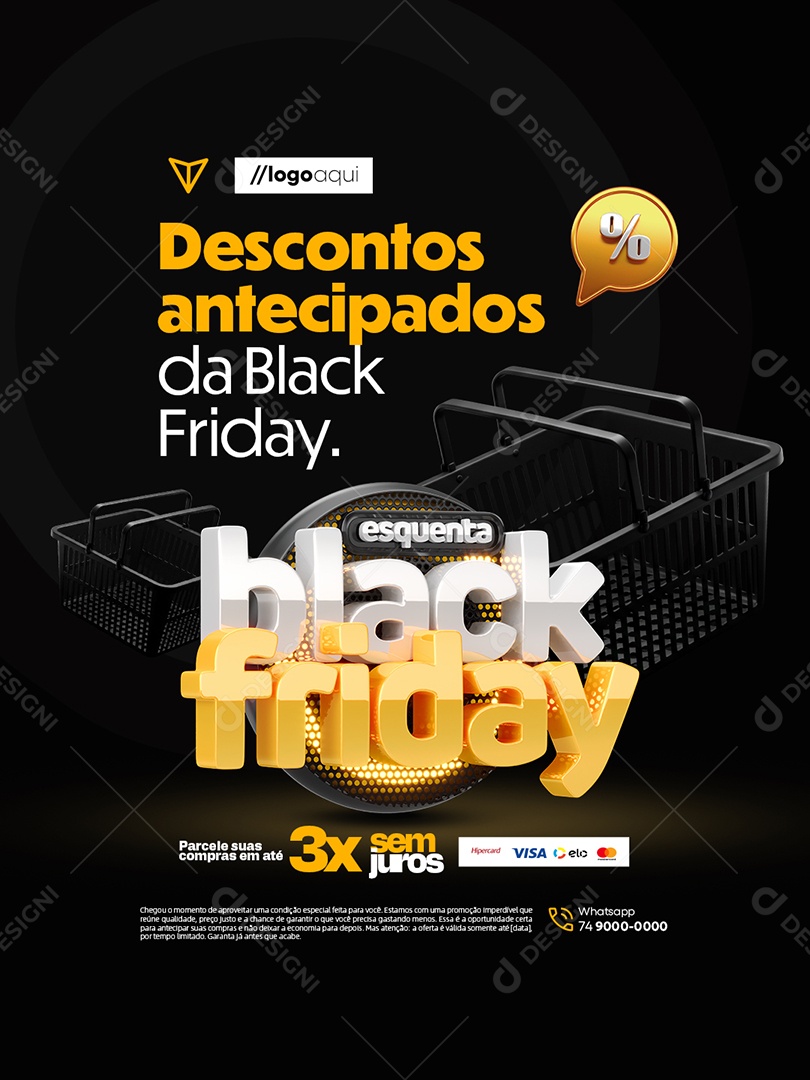 Esquenta Black Friday Supermercado Descontos Antecipados Social Media PSD Editável