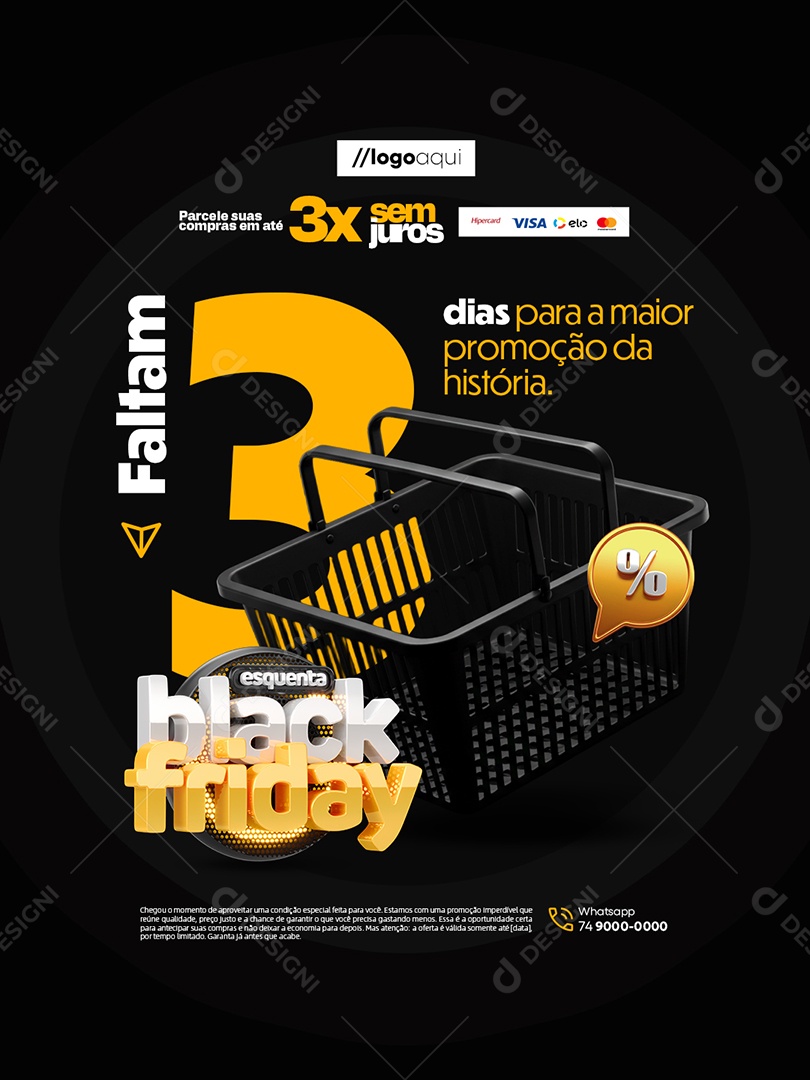 Esquenta Black Friday Supermercado Dias para Maior Promoção Social Media PSD Editável