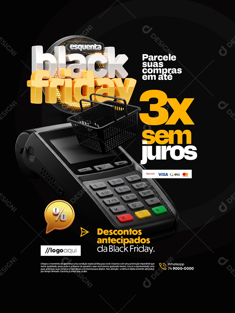 Esquenta Black Friday Supermercado Parcele suas Compras Social Media PSD Editável