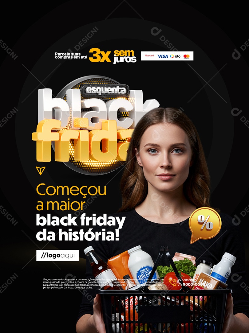 Esquenta Supermercado Começou a Maior Black Friday da História Social Media PSD Editável