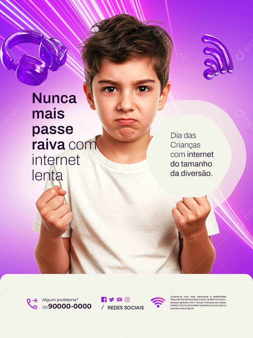 Provedor de Internet Nunca Mais Passe com Internet Lenta Social Media PSD Editável