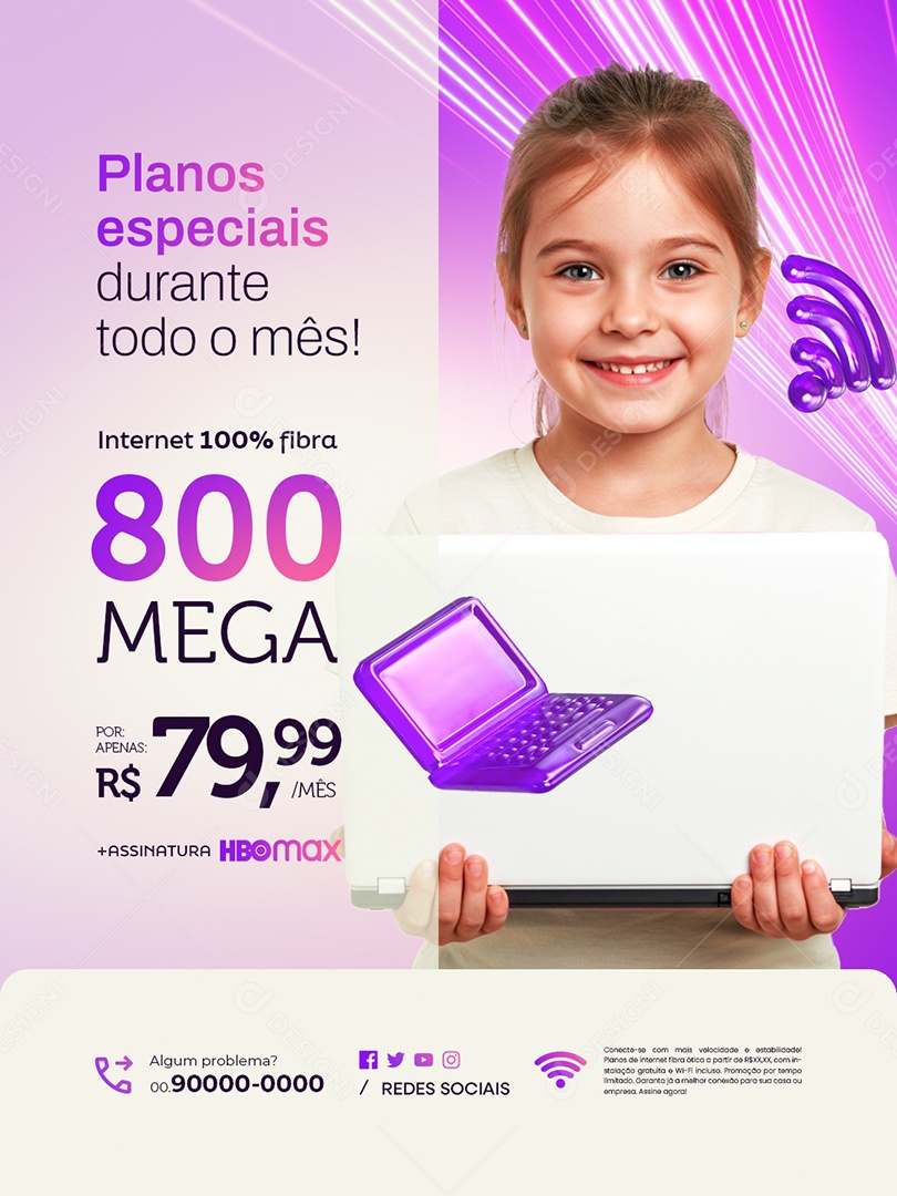 Provedor de Internet Planos Especiais Social Media PSD Editável