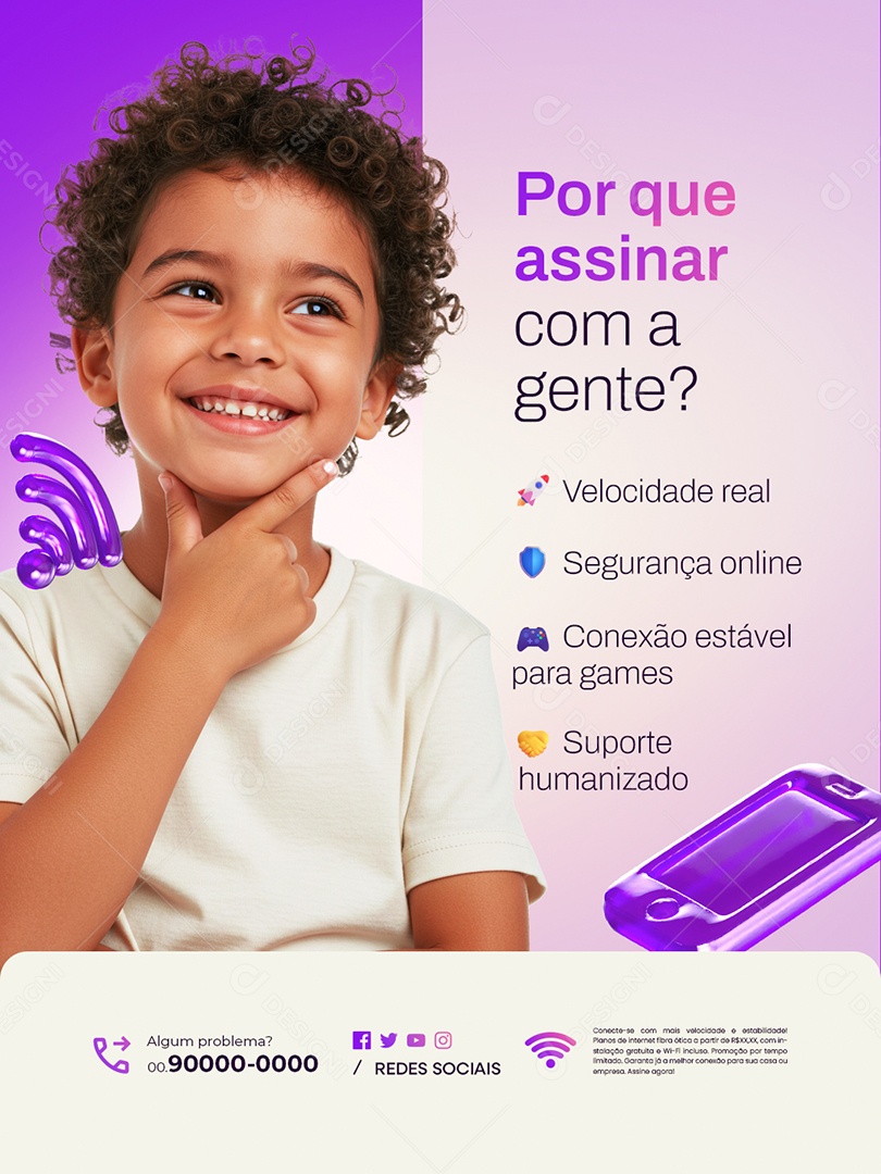 Provedor de Internet Por Que Assinar com a Gente Social Media PSD Editável