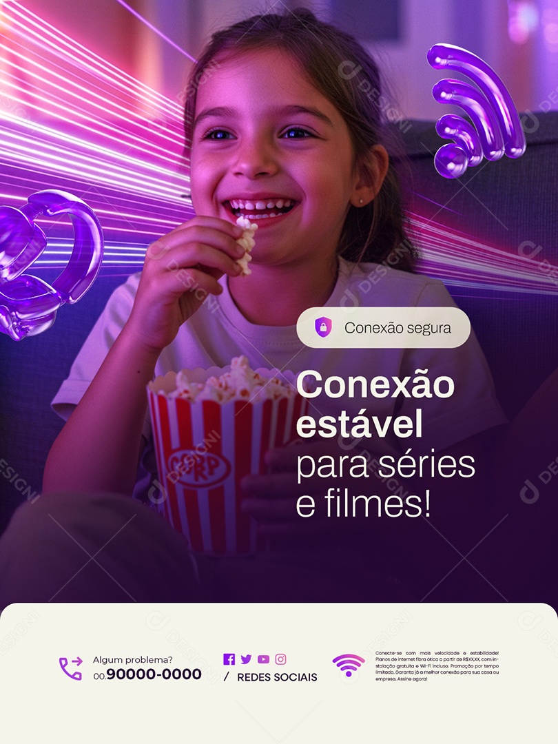 Provedor de Internet Conexão Estável Social Media PSD Editável