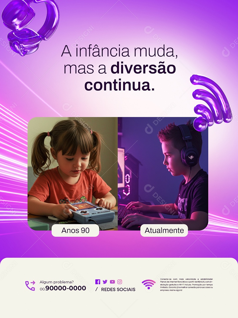 Provedor de Internet A Infância Muda Social Media PSD Editável