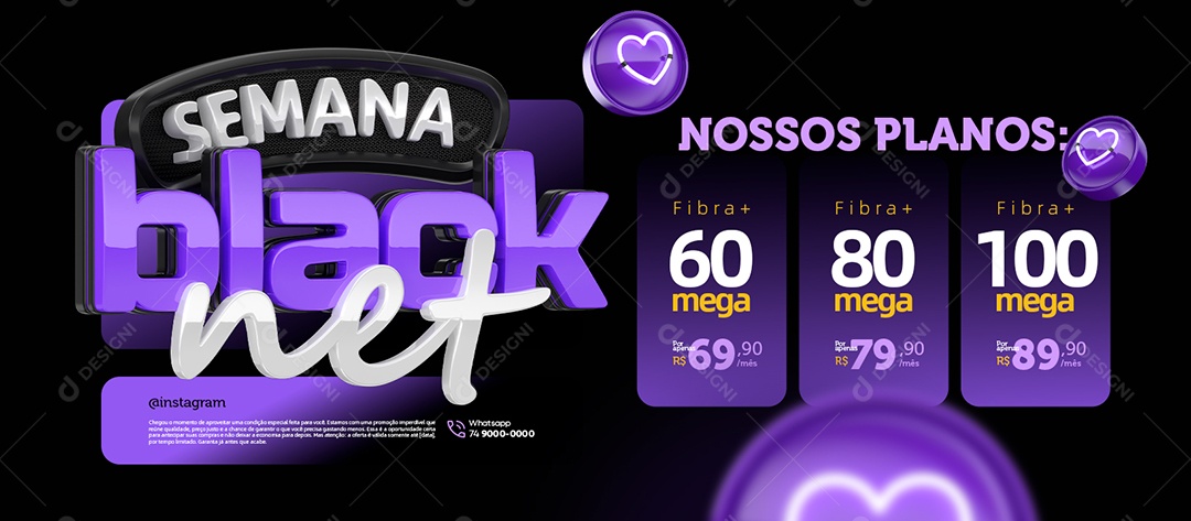 Banner Semana Black Net Provedor de Internet Nossos Planos Fibra Social Media PSD Editável