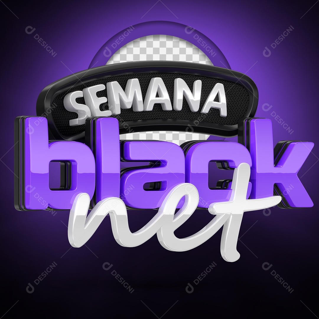 Semana Black Net Selo 3D para Composição PSD