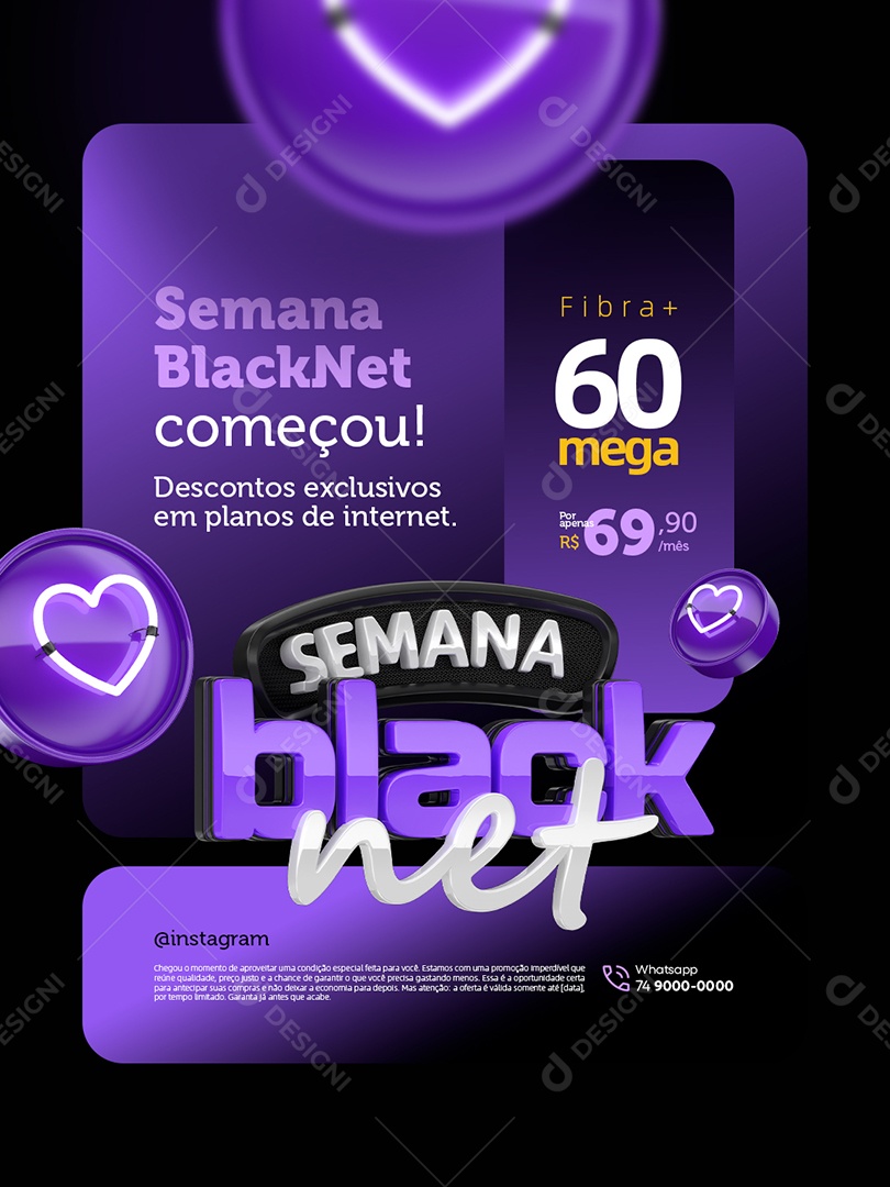 Semana Black Net Provedor de Internet Descontos Exclusivos Social Media PSD Editável