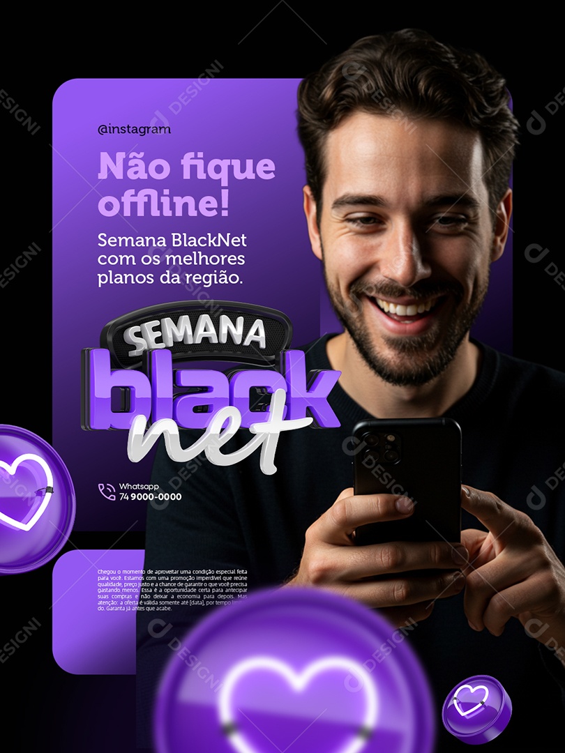 Semana Black Net Provedor de Internet Não Fique Offline Social Media PSD Editável