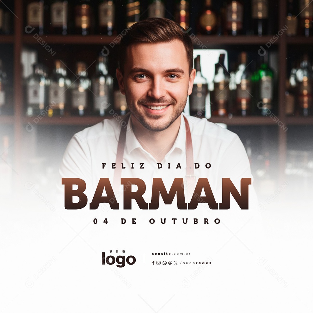 Feliz Dia do Barman 04 de Outubro Social Media PSD Editável