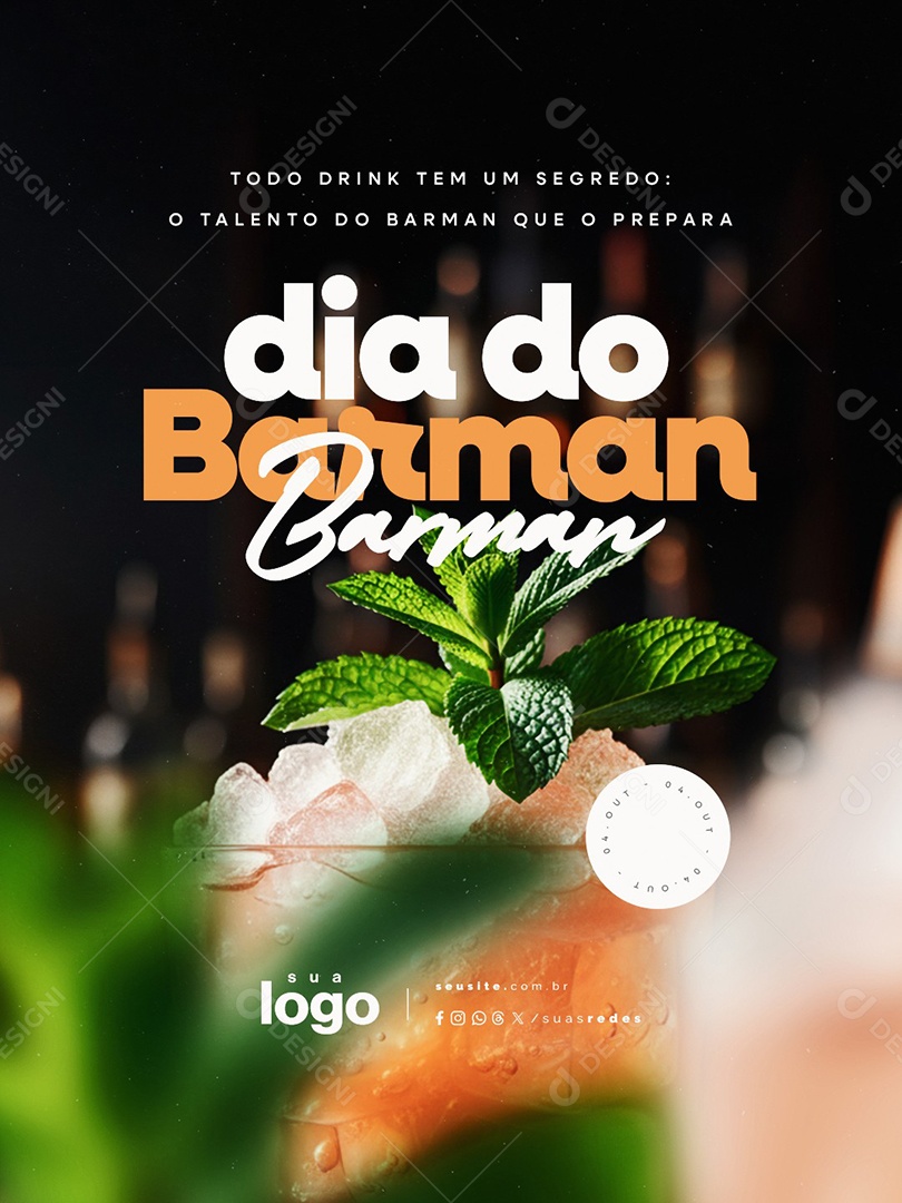 Dia do Barman 04 de Outubro Social Media PSD Editável