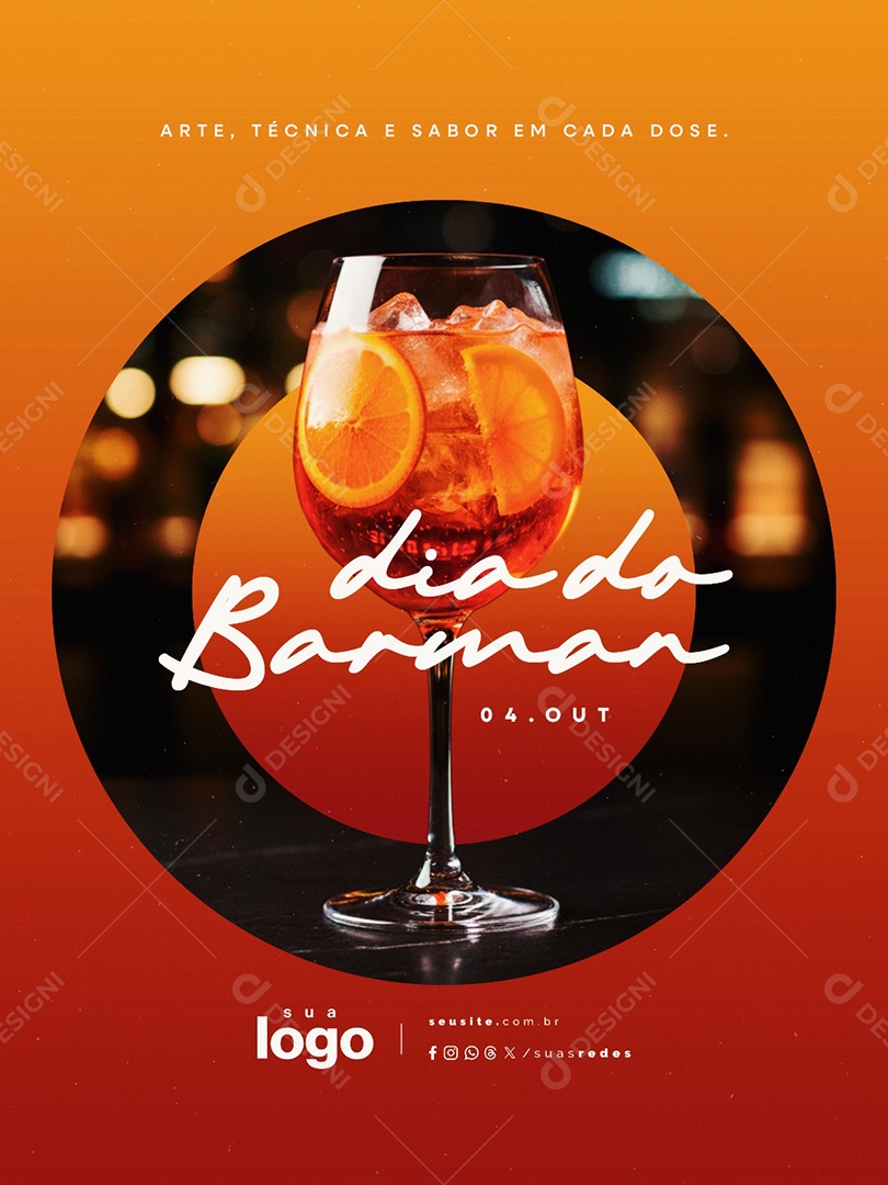 Dia do Barman 04 de Outubro Social Media PSD Editável
