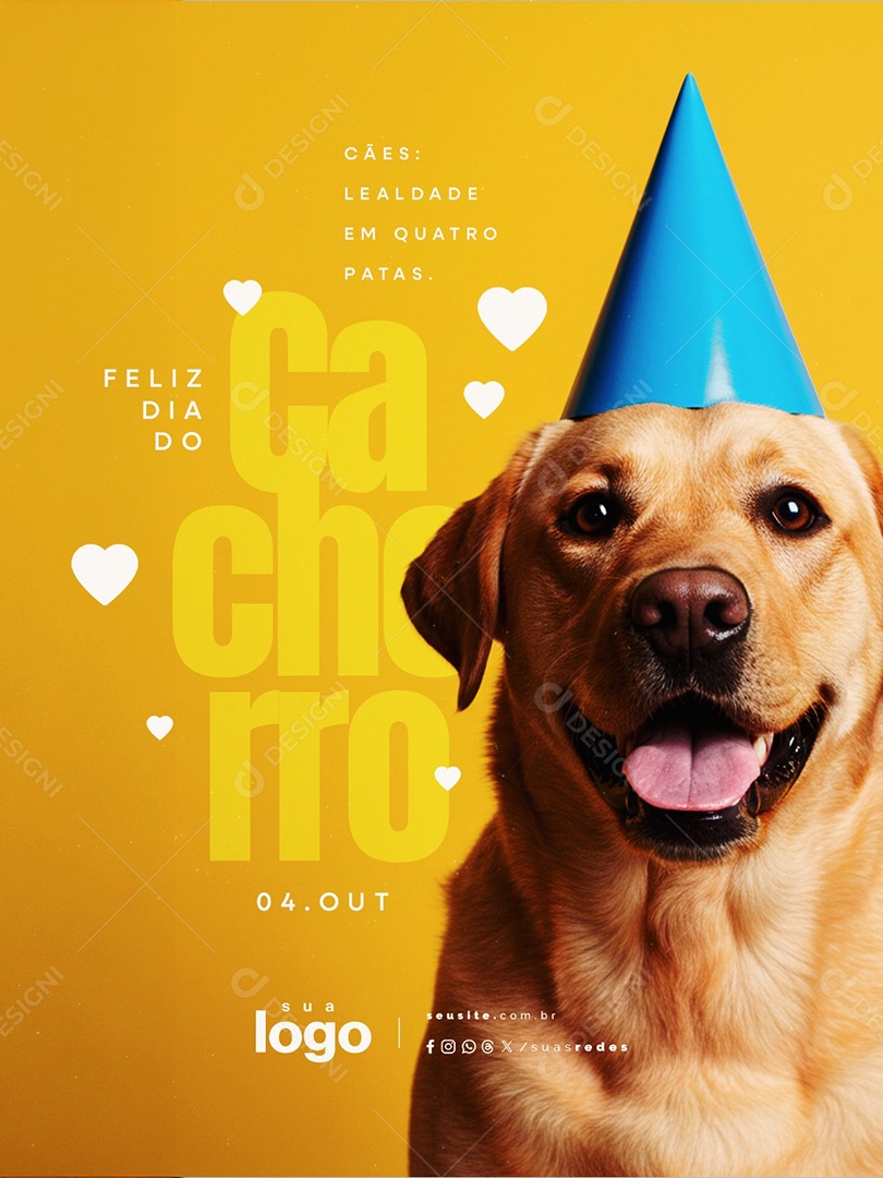 Feliz Dia do Cachorro 04 de Outubro Social Media PSD Editável
