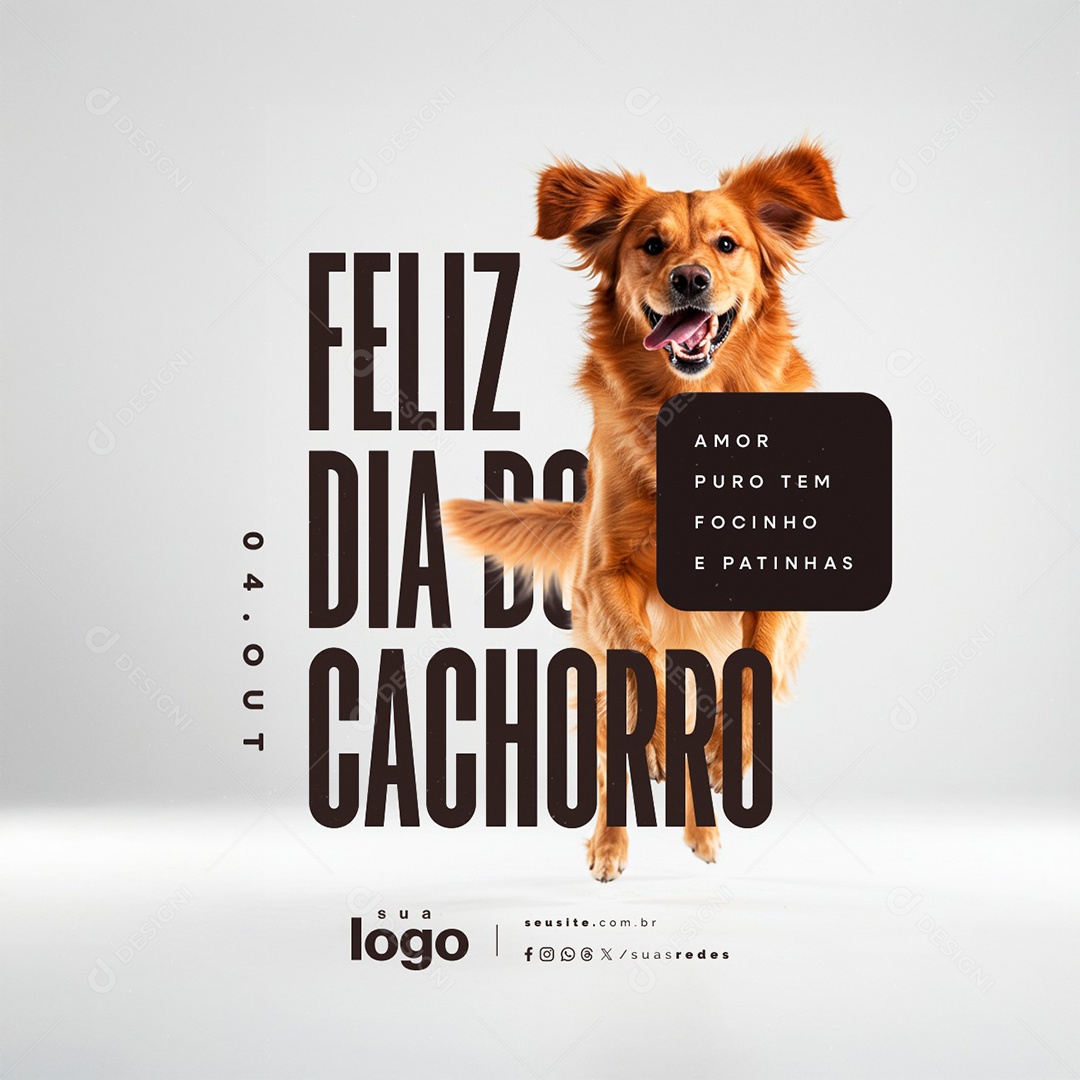 Feliz Dia do Cachorro 04 de Outubro Social Media PSD Editável