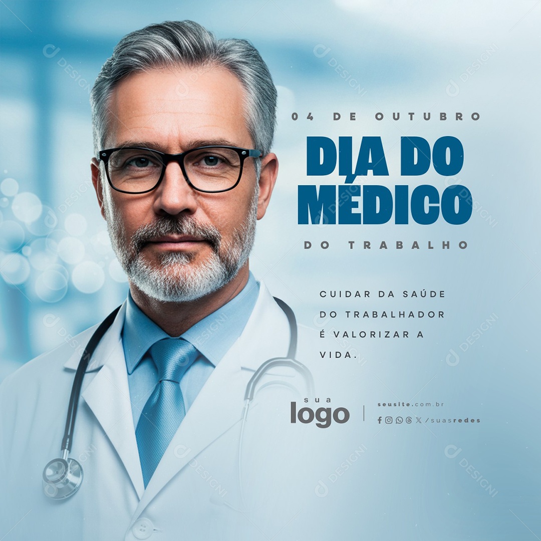 Dia do Médico do Trabalho 04 de Outubro Social Media PSD Editável