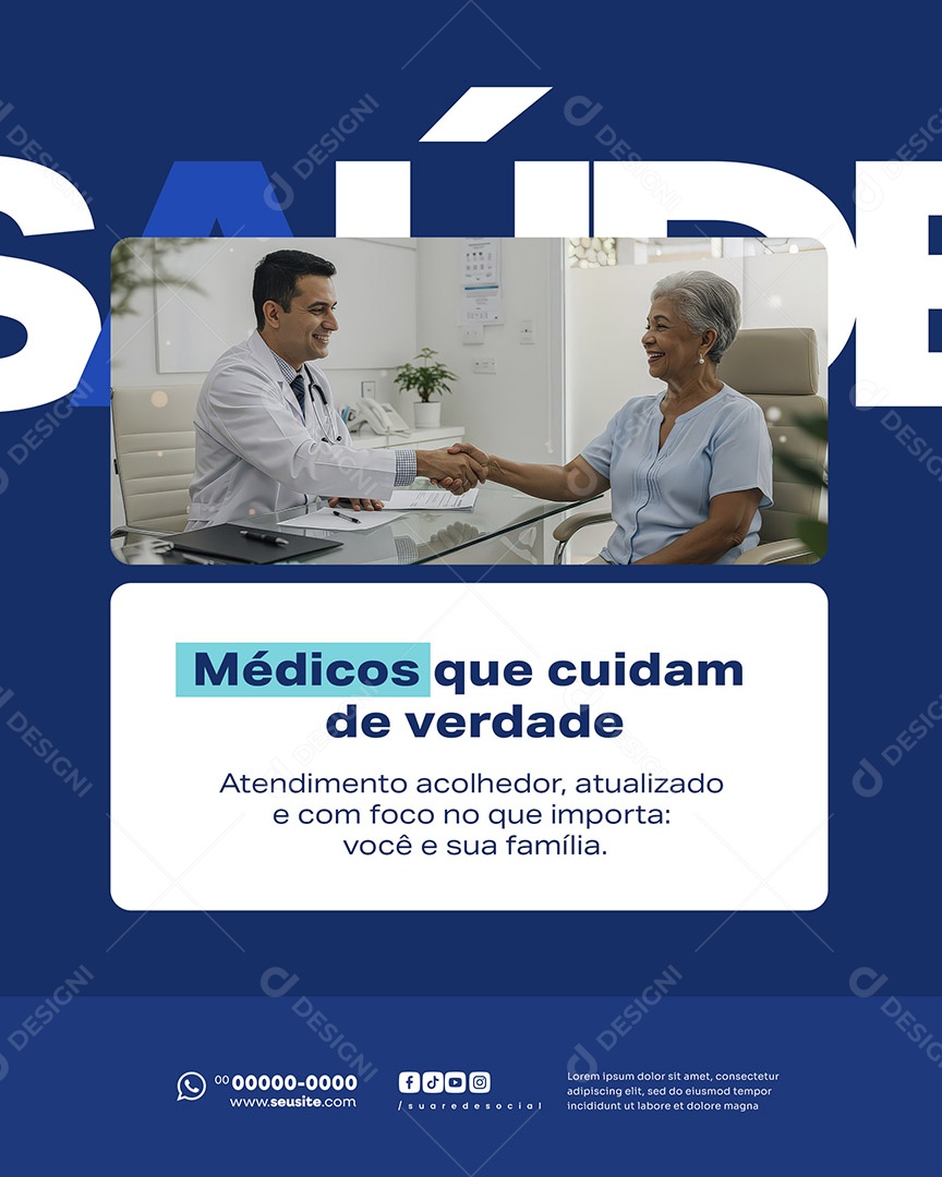 Clínica Médica Médicos Que Cuidam de Verdade Social Media PSD Editável (6)