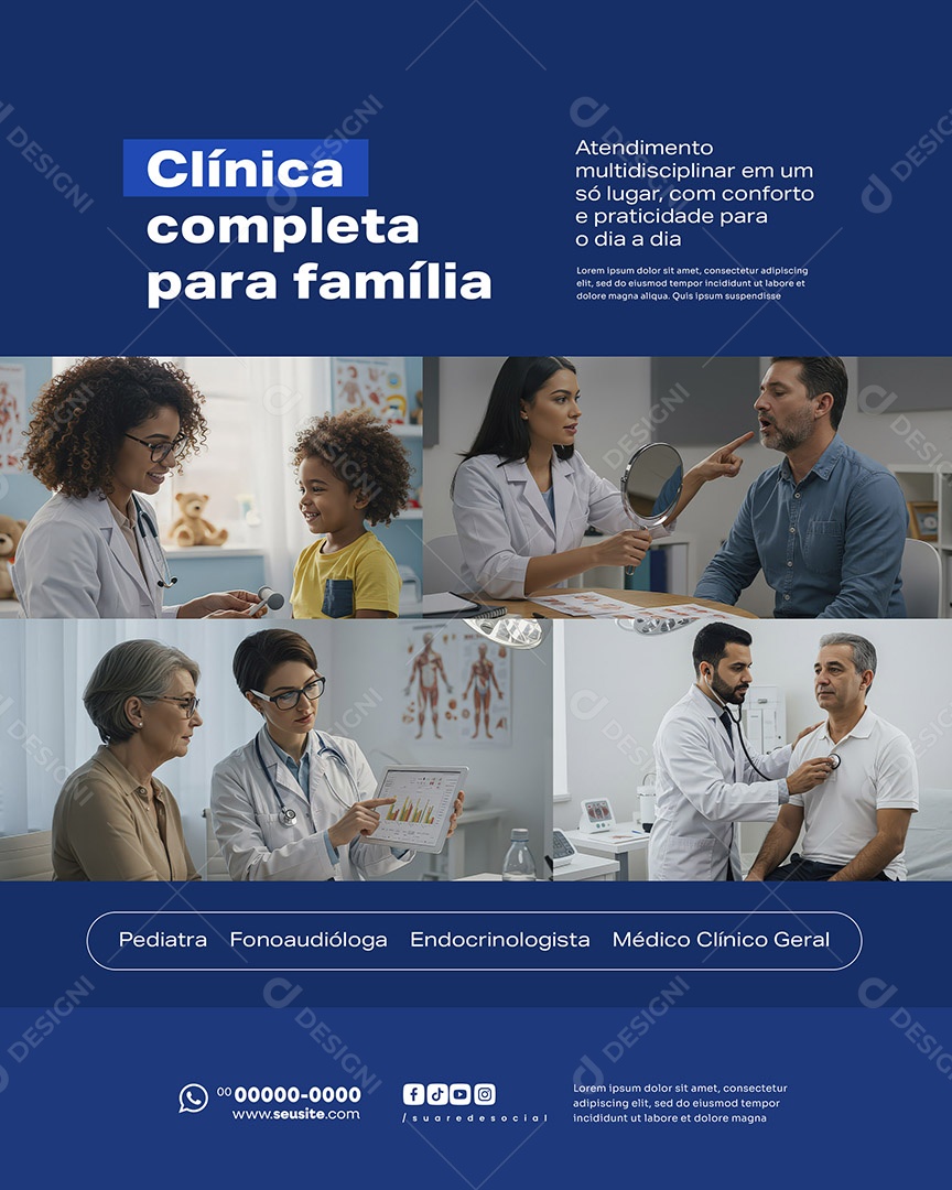 Clínica Médica Clínica Completa Para Família Social Media PSD Editável