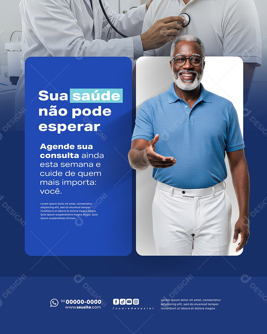 Clínica Médica Sua Saúde Não Pode Esperar Social Media PSD Editável