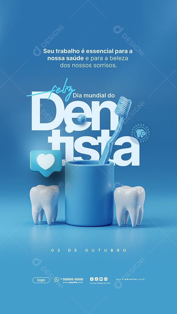 Story Dia Mundial do Dentista 3 de Outubro Social Media PSD Editável